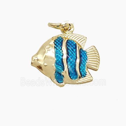Enamel Copper Pendant, Gold Plated