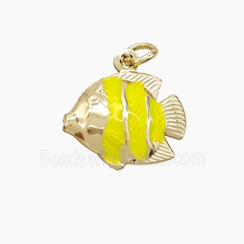 Enamel Copper Pendant, Gold Plated