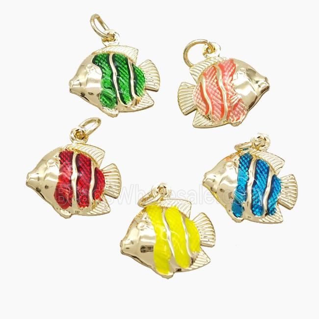 Enamel Copper Pendant, Gold Plated