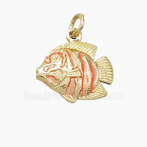 Enamel Copper Pendant, Gold Plated