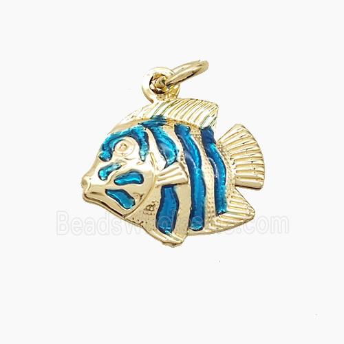 Enamel Copper Pendant, Gold Plated