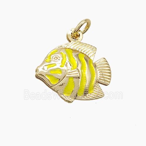 Enamel Copper Pendant, Gold Plated