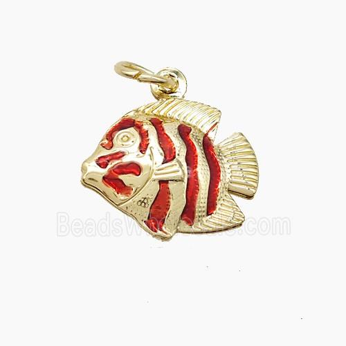 Enamel Copper Pendant, Gold Plated