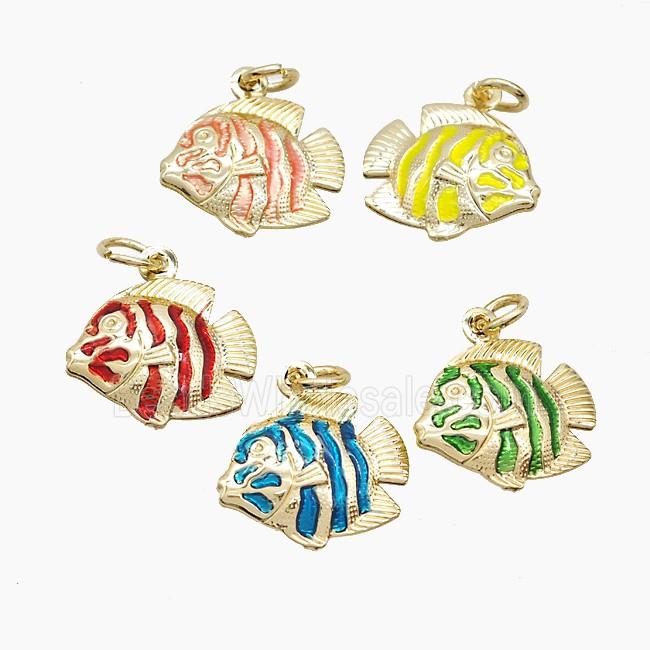 Enamel Copper Pendant, Gold Plated