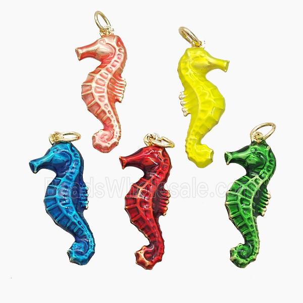 Enamel Copper Pendant, Gold Plated