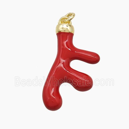 Copper Deer Breast Pendant Red Enamel Gold Plated