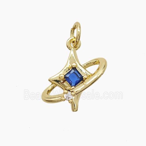 Copper Star Pendant Pave Zirconia Gold Plated
