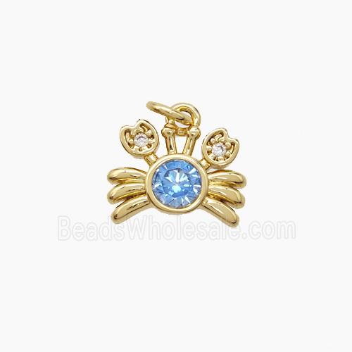Copper Crab Pendant Pave Zirconia Gold Plated