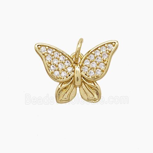 Copper Butterfly Pendant Pave Zirconia Gold Plated