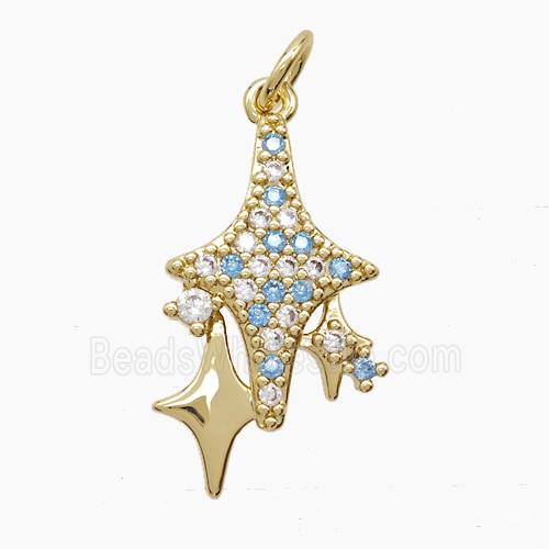Copper Star Pendant Pave Zirconia Gold Plated