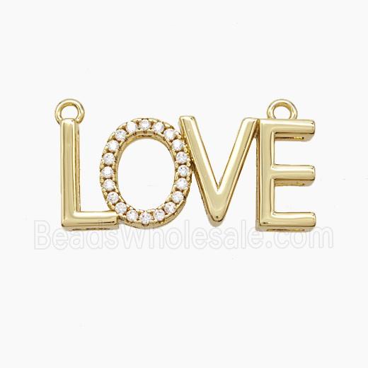 Copper LOVE Pendant Pave Zirconia 2loops Gold Plated