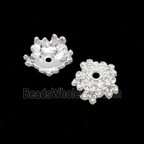 Copper Beadcaps Shiny Silver