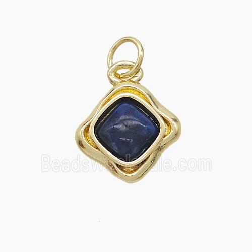 Copper Square Pendant Pave Cateye Gold Plated