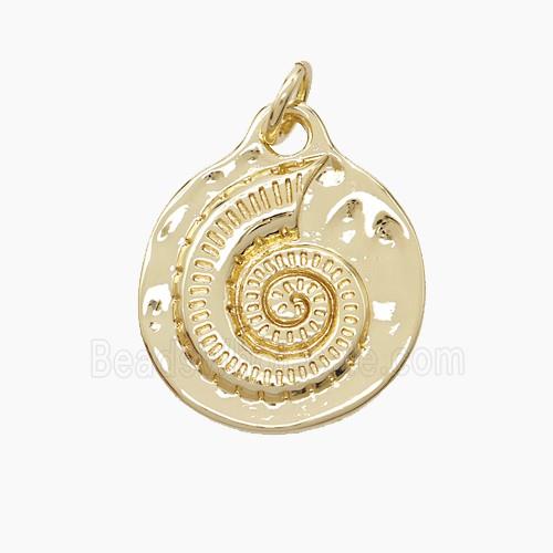 Copper Spiral Shell Pendant Gold Plated