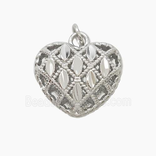 Copper Heart Pendant Hollow Platinum Plated