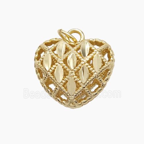 Copper Heart Pendant Hollow Gold Plated