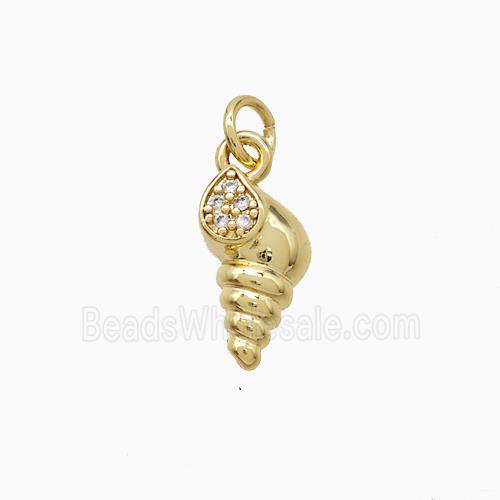 Copper Oyster Shell Pendant Pave Zirconia Gold Plated