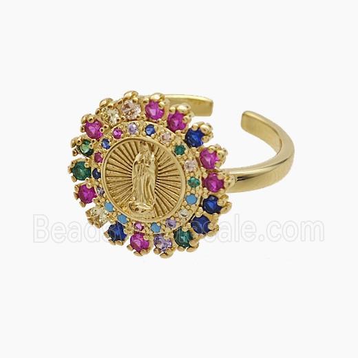 Copper Jesus Rings Pave Zirconia Gold Plated