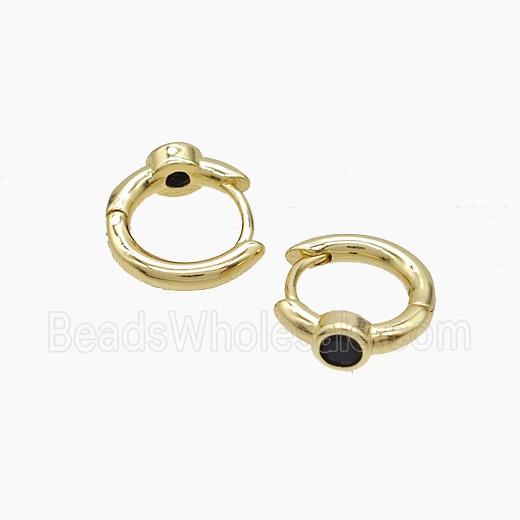 Copper Hoop Earrings Pave Zirconia Gold Plated