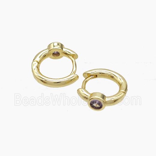 Copper Hoop Earrings Pave Zirconia Gold Plated