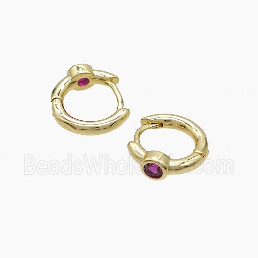 Copper Hoop Earrings Pave Zirconia Gold Plated