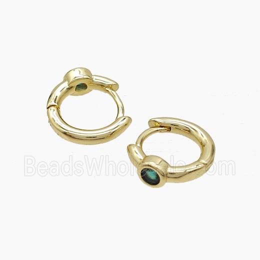 Copper Hoop Earrings Pave Zirconia Gold Plated