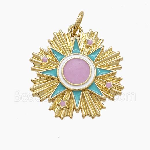 Copper Sun Pendant Enamel Gold Plated