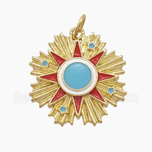 Copper Sun Pendant Enamel Gold Plated