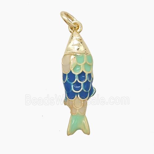 Copper Fish Pendant Enamel Gold Plated