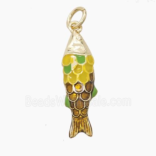 Copper Fish Pendant Multicolor Enamel Gold Plated