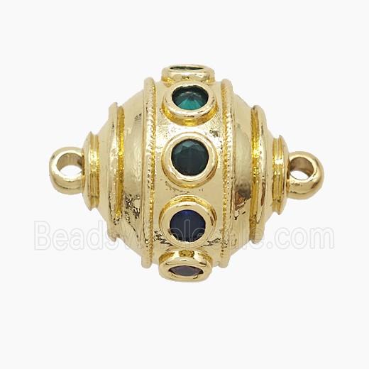 Copper Bicone Connector Pave Zirconia Gold Plated