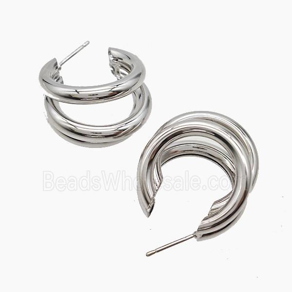 Copper Stud Earrings Platinum Plated