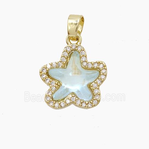 Copper Pendant Pave Zircon, Gold Plated