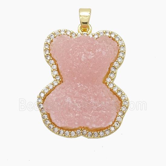 Copper Pendant Pave Zircon, Gold Plated