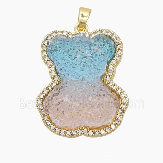 Copper Pendant Pave Zircon, Gold Plated
