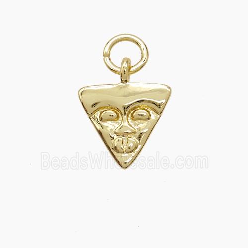 Copper Pizza Face Pendant Gold Plated