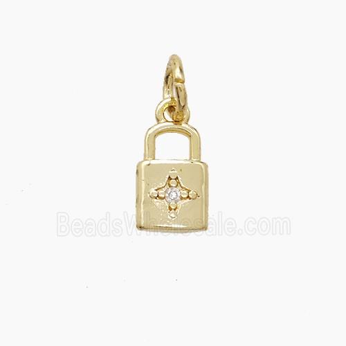 Copper Lock Pendant Pave Zirconia Gold Plated