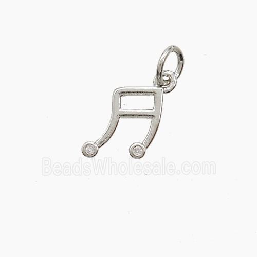 Musical Note Copper Pendant Pave Zirconia Platinum Plated