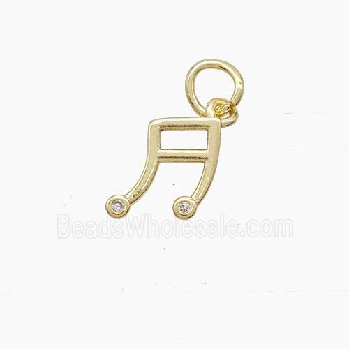 Musical Note Copper Pendant Pave Zirconia Gold Plated