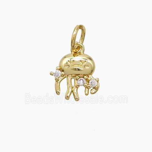 Copper Jellyfish Pendant Pave Zirconia Gold Plated
