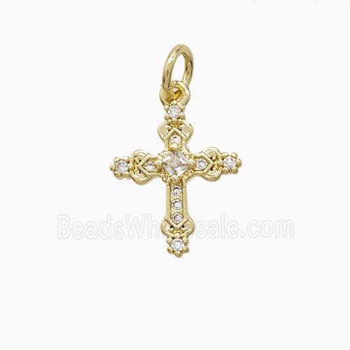 Copper Cross Pendant Pave Zirconia Gold Plated