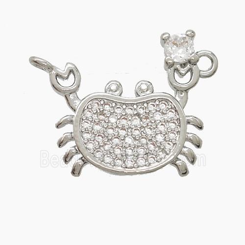 Copper Crab Pendant Pave Zirconia Platinum Plated