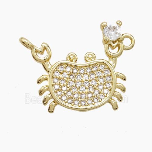 Copper Crab Pendant Pave Zirconia Gold Plated