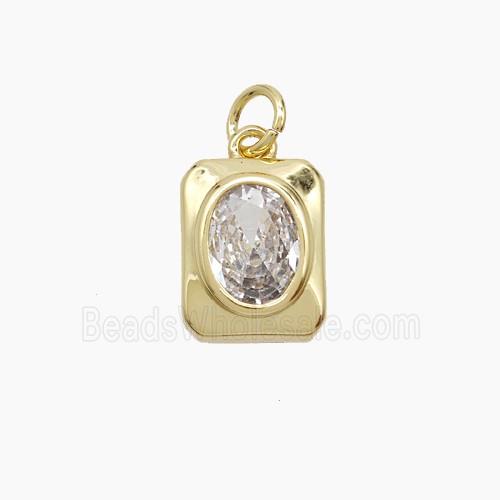 Copper Rectangle Pendant Pave Zirconia Gold Plated