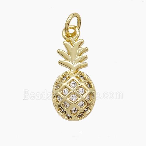 Copper Pineapple Pendant Pave Zirconia Gold Plated