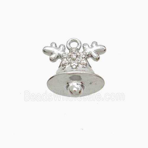 Christmas Bell Copper Pendant Pave Zirconia Platinum Plated