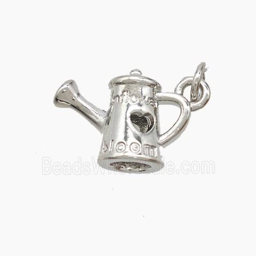 Watering Can Charms Copper Pendant Heart Platinum Plated