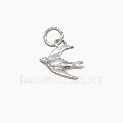 Copper Swallow Birds Pendant Platinum Plated