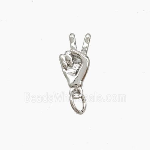 Copper Hand Pendant Peace Sign Platinum Plated