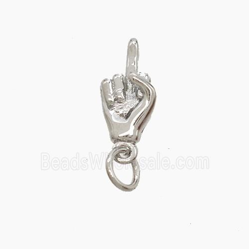Copper Hand Pendant Middle Finger Platinum Plated